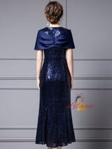 Gold Sequins Beading Crystal Mother Of The Bride Dress