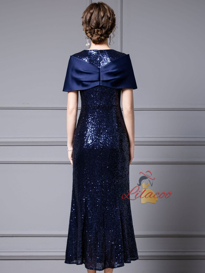Gold Sequins Beading Crystal Mother Of The Bride Dress