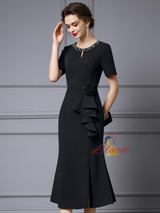 Black Short Sleeve Mother Of The Bride Dress