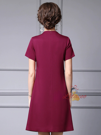 Burgundy Short Sleeve Mother Of The Bride Dress