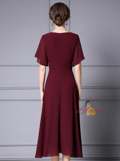 Pink V-neck Beading Mother Of The Bride Dress