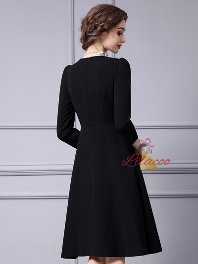Black Scoop Neck Sequins Mother Of The Bride Dress