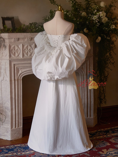 White Pleats Strapless Wedding Dress