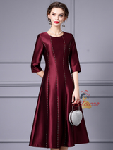 Fuchsia Satin Beading Mother Of The Bride Dress