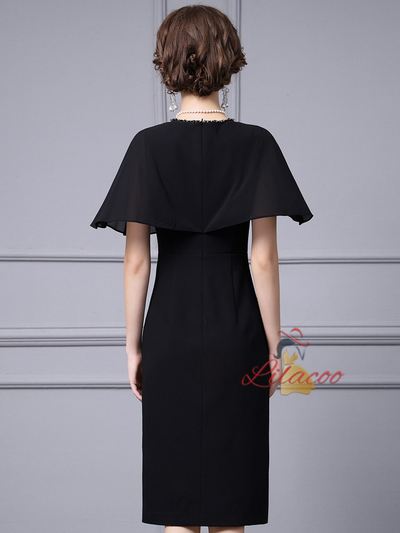 Black V-neck Split Beading Mother Of The Bride Dress