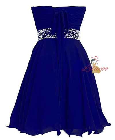 Royal Blue Beading Knee Length Homecoming Dress