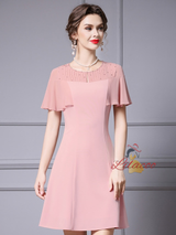 Pink Scoop Neck Beading Mother Of The Bride Dress