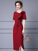 Burgundy Beading Mother Of The Bride Dress