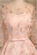 Yellow Short Sleeve 3D Flower Homecoming Dress