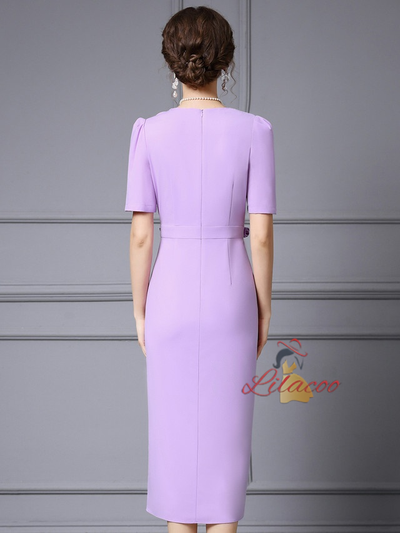 Short Sleeve Pleats Mother Of The Bride Dress