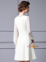 Ivory White V-neck Mother Of The Bride Dress