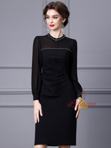 Red Long Sleeve Crystal Mother Of The Bride Dress