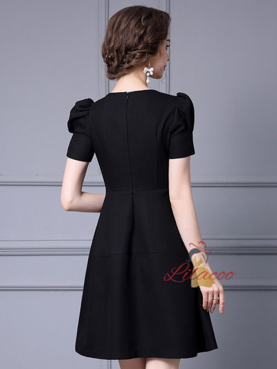 Black Short Sleeve Beading Mother Of The Bride Dress