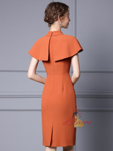 Orange Short Sleeve Mother Of The Bride Dress