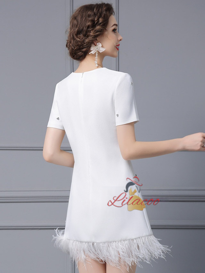 White Short Sleeve Mother Of The Bride Dress