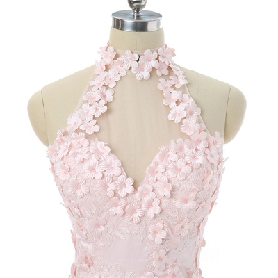 Pink Tulle 3D Flower Homecoming Dress