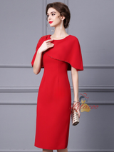 Red Scoop Neck Beading Mother Of The Bride Dress