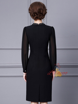 Red Long Sleeve Crystal Mother Of The Bride Dress