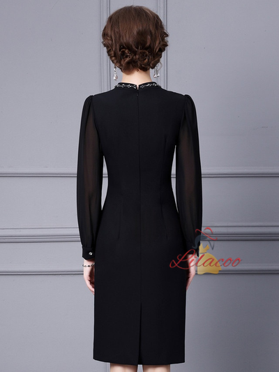 Red Long Sleeve Crystal Mother Of The Bride Dress