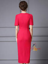 Short Sleeve Pleats Mother Of The Bride Dress