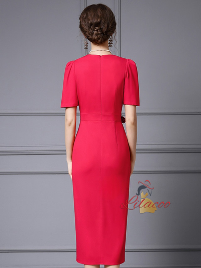 Short Sleeve Pleats Mother Of The Bride Dress