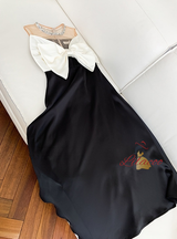 Black and White Stitching Bow Dress