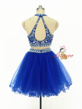 Red Two Piece Backless Homecoming Dress