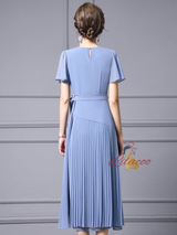 Apricot Chiffon Pleats Mother Of The Bride Dress