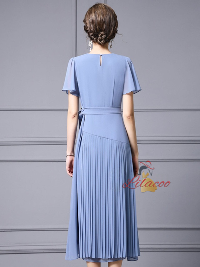 Apricot Chiffon Pleats Mother Of The Bride Dress