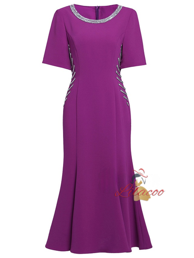 Red Short Sleeve Mother Of The Bride Dress