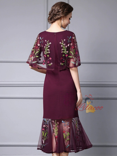 Black Lace Embroidery Mother of the Bride Dress