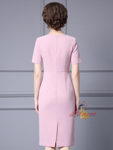 Pink Short Sleeve Flower Mother Of The Bride Dress
