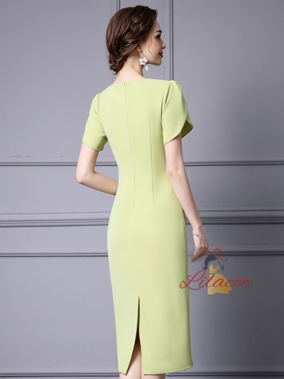 Green Short Sleeve Beading Mother Of The Bride Dress