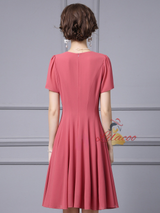 Brick-red V-neck Beading Mother Of The Bride Dress