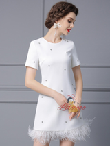 White Short Sleeve Mother Of The Bride Dress