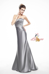 Silver Satin Mermaid Pleats Mother Of The Bride Dress