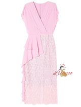 Blue Chiffon Lace V-neck Mother Of The Bride Dress