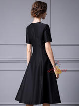 Red Satin Short Sleeve Mother Of The Bride Dress