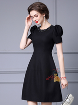 Black Short Sleeve Beading Mother Of The Bride Dress
