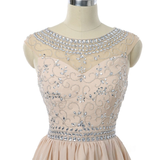 Champagne Chiffon Beading Crystal Homecoming Dress