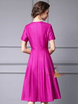 Fuchsia Satin Beading Crystal Mother Of The Bride Dress