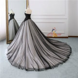 Black Satin Tulle Strapless Wedding Dress