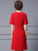 Red Short Sleeve Sequins Mother Of The Bride Dress