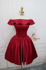 Burgundy Satin Homecoming Dress