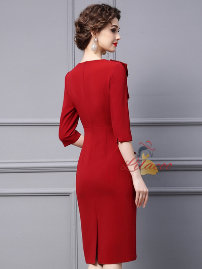 Red Short Sleeve Mother Of The Bride Dress