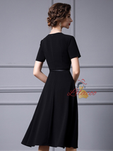 Black Short Sleeve Mother Of The Bride Dress