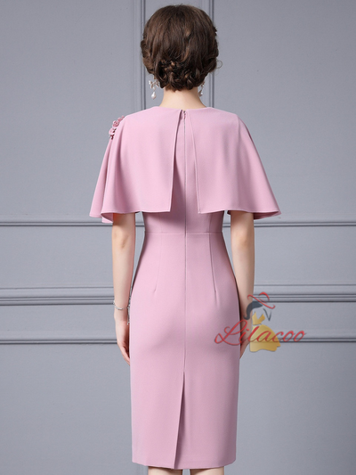 Pink Cloak Style Flower Mother Of The Bride Dress