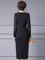 Black Long Sleeve Mother Of The Bride Dress