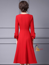 Red Long Sleeve Mother of the Bride Dress