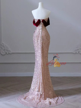 Mermaid Sequins Velvet Pleats Prom Dress